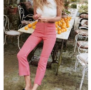 Zara Pants Checkered  Seersucker Red White Checks Womens Small